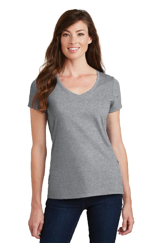 Closeout Port & Company Womens Fan Favorite Short Sleeve V-Neck T-Shirt - Heather Grey