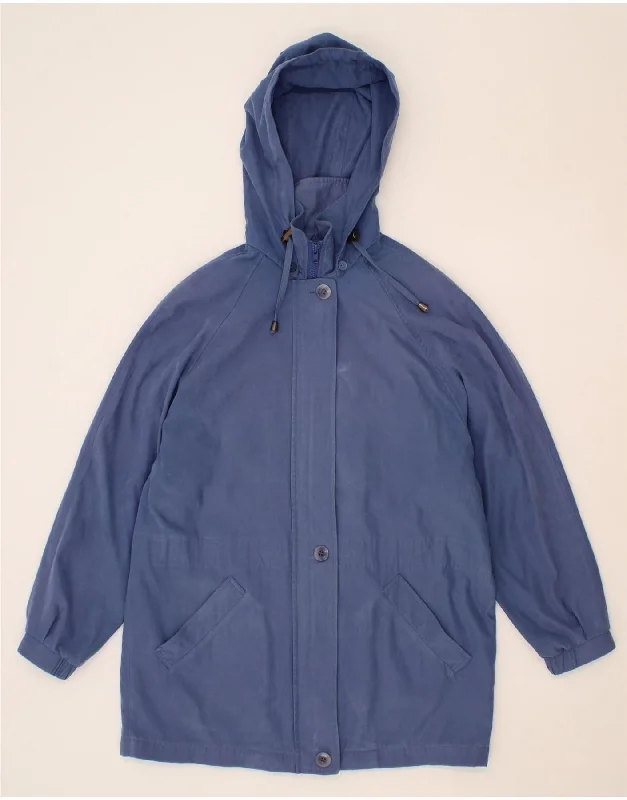 Closeout LONDON FOG Womens Hooded Overcoat UK 14 Medium Blue
