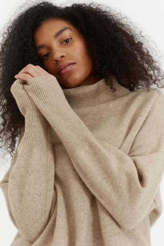 Today Only Oatmeal Cashmere Rollneck Sweater