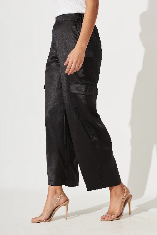 New Markdowns Winona Cargo Pant In Black Satin