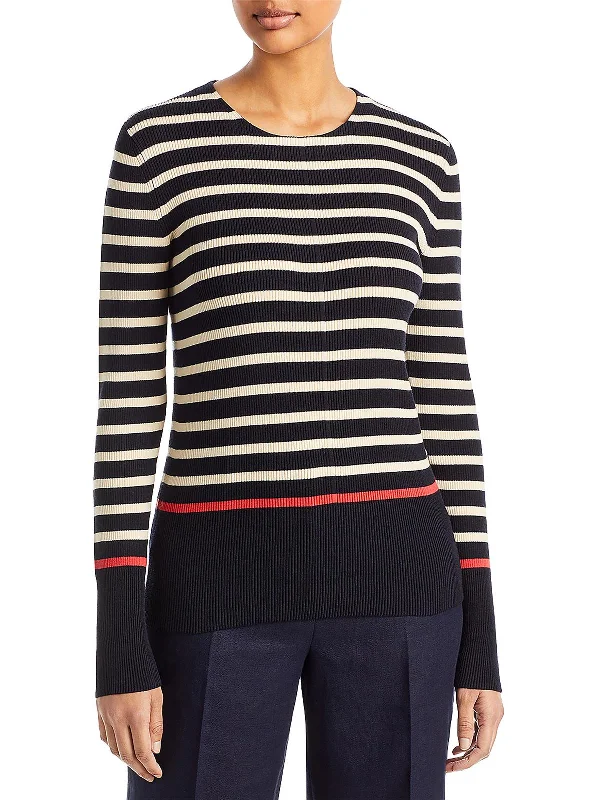 Can't Resist Womens Crewneck Striped Pullover Sweater