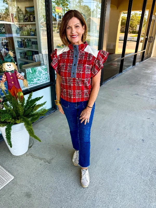 Exclusive Weekend Offers Inside Olivia Plaid Top: Grey