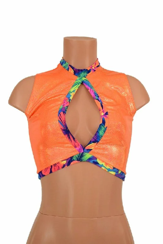 Special Price Sleeveless Keyhole Top in Orange