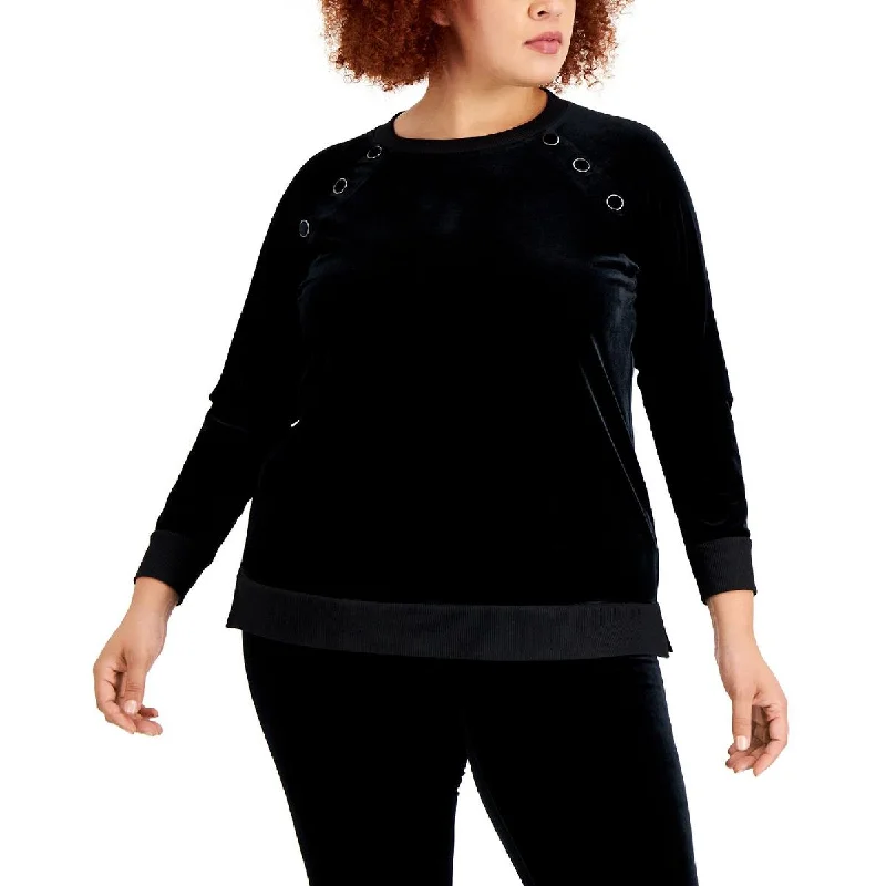 Best Seller Plus Womens Velour Embellished Pullover Sweater
