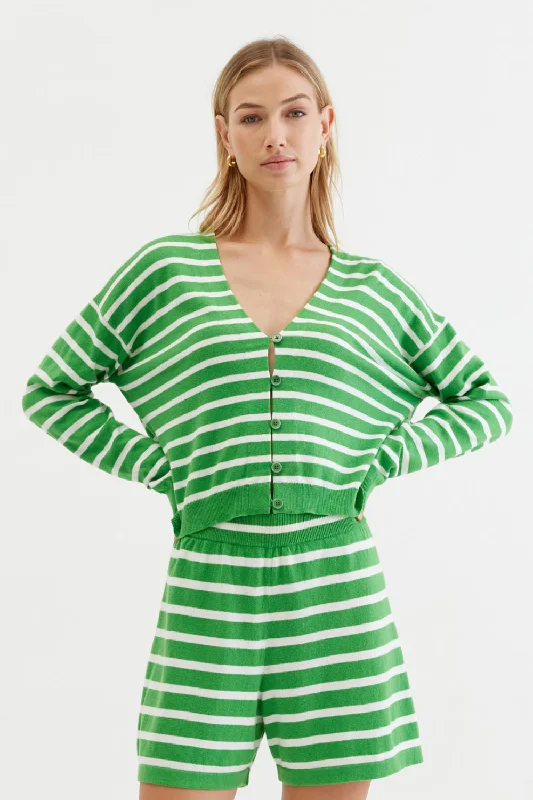 Today’s Deal Green Cotton-Linen Summer Cardigan
