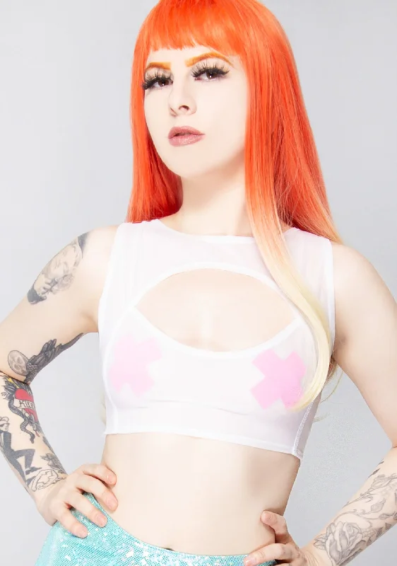 Exclusive Offers Pure Dreams Mesh Keyhole Crop Top