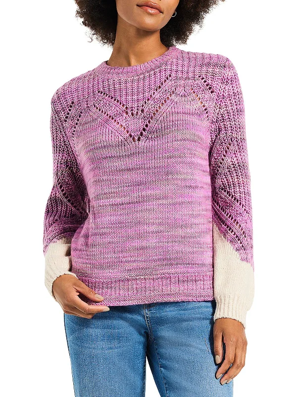 New Deal Womens Eyelet Ribbed Pullover Sweater