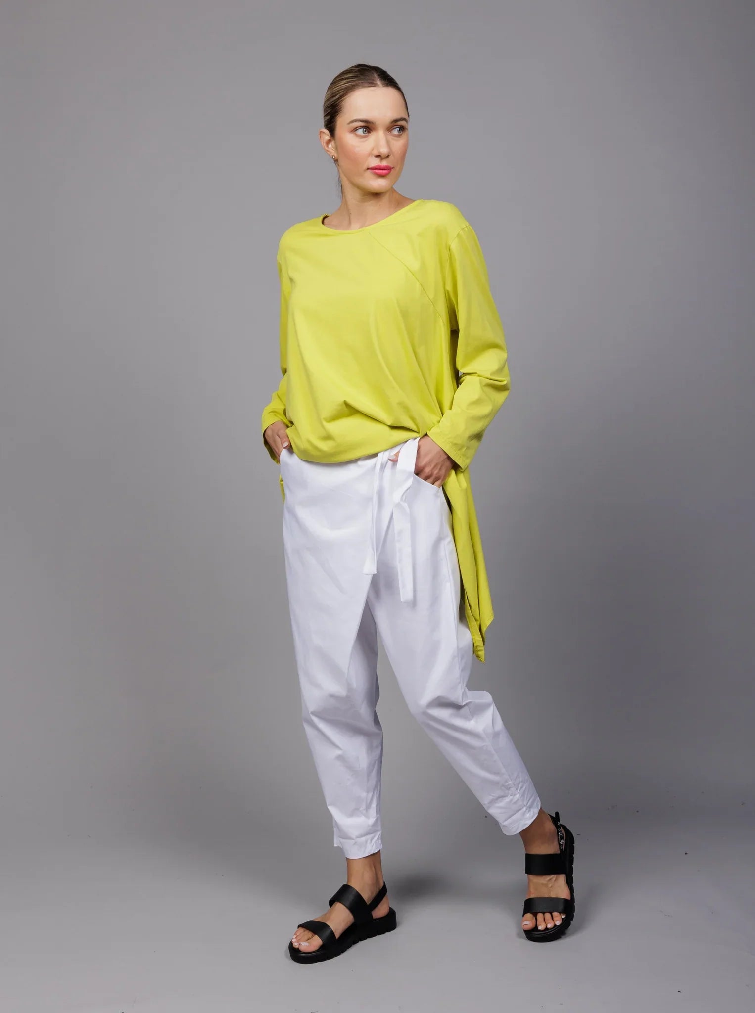 Weekend Bargains to Celebrate Paolo Tricot, SU6201 Cross Over Pant with Tie, White