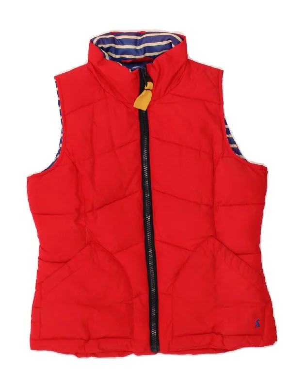 Weekend Shopping Extravaganza JOULES Womens Padded Gilet UK 10 Small Red Polyester