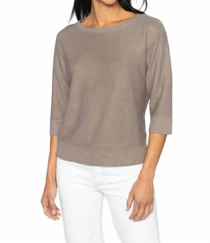 Warehouse Sale Textured Easy Pullover Sweater In Cafe