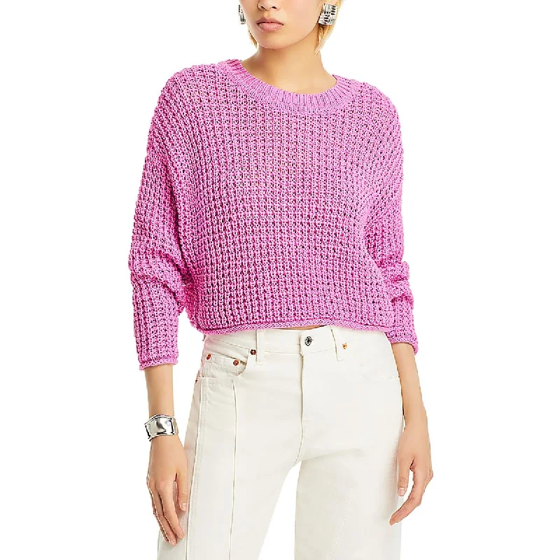 Exclusive Weekend Offers Inside Womens Waffle Knit Crewneck Crop Sweater