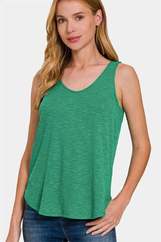 Early Access Zenana Curved Hem Round Neck Tank