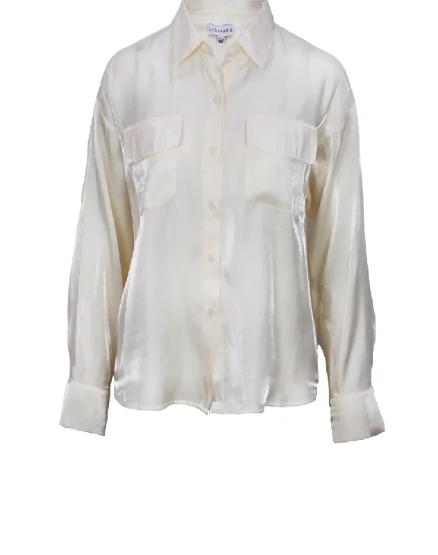 Instant Discount Pearl Silky Button Down Top by Lucy Paris