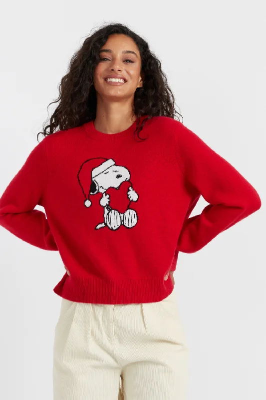 Flash Sale Red Wool-Cashmere Snoopy Santa Sweater