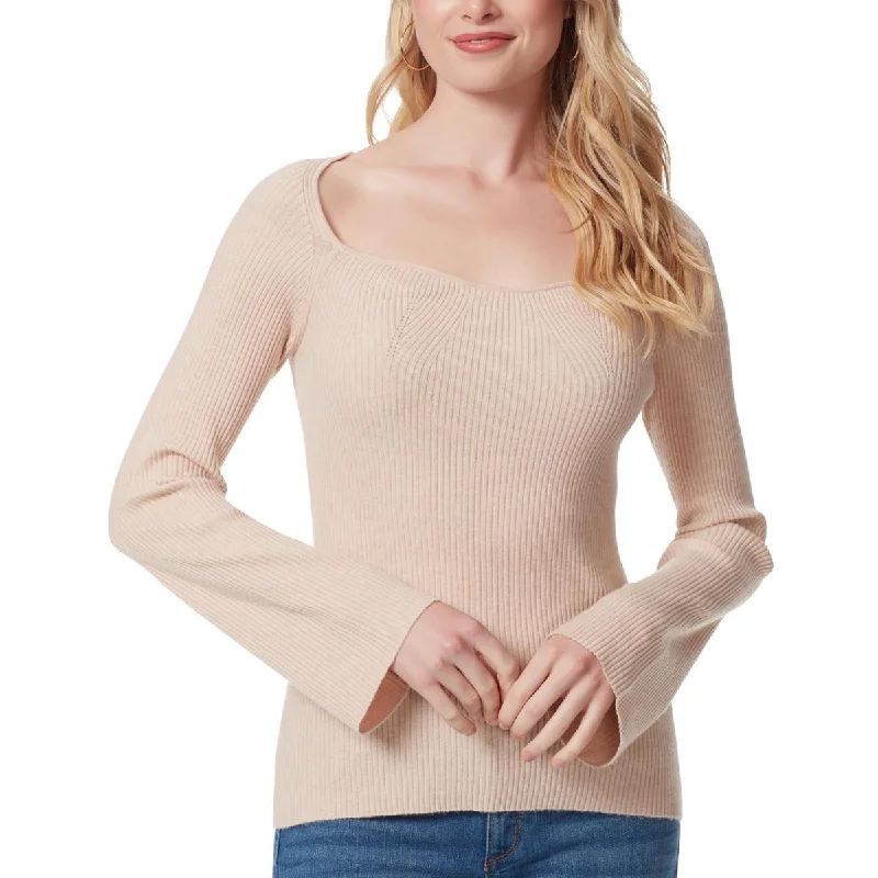 One-DAY Sale Womens Sweetheart Neckline Ribbed Pullover Sweater