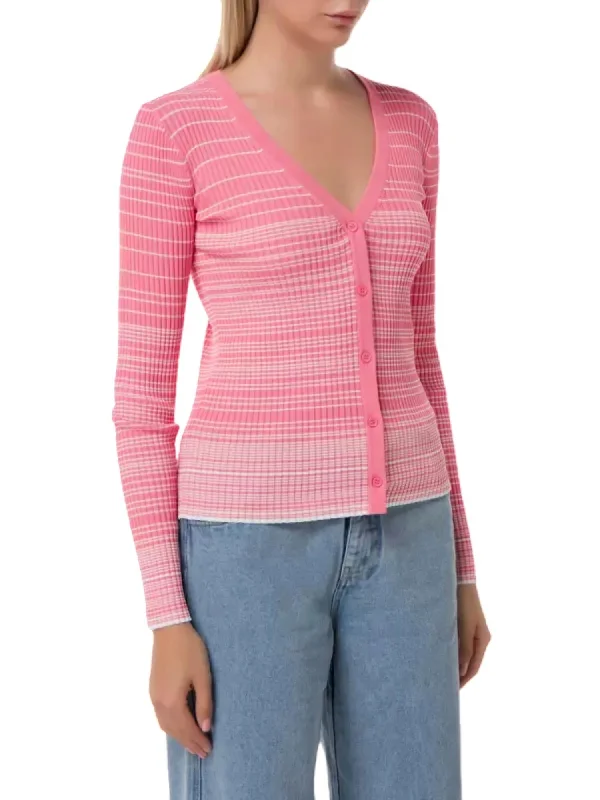 Super Discount Cargo Sweater Top In Coral Pink/white