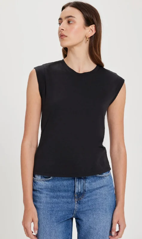 Weekend Shopping Made Better Organic Cap Sleeve Tee Black