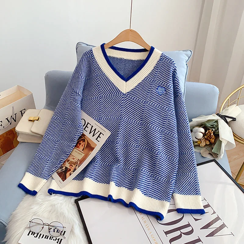 Don't Delay V-neck soft waxy sweater chic sweater top  4998