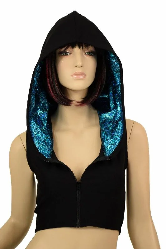 Sale Event Black Zen & Turquoise Hoodie Crop