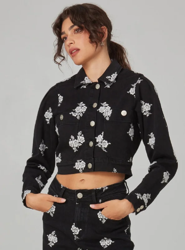New Deal PARKER-BWF Jacket - Black White Flower