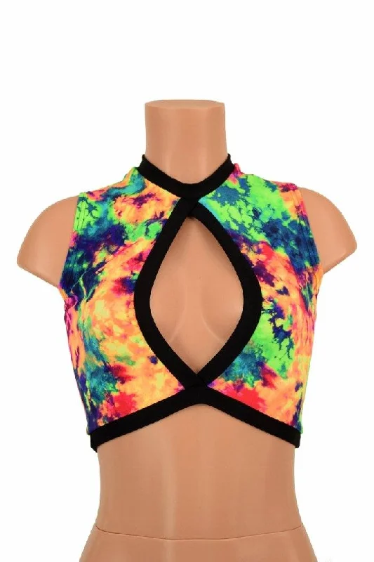 Stock Up Sleeveless Keyhole Top in Acid Splash
