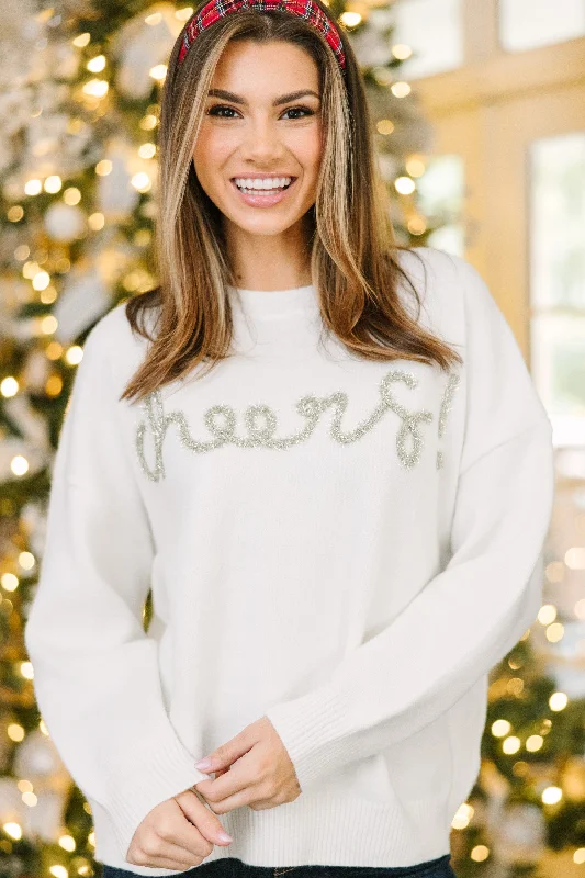 Seasonal Sale All Cheer Cream White Script Sweater