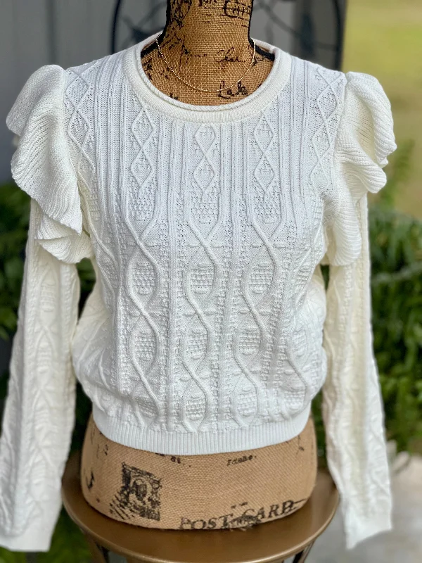 Early Access Laura Beth Ruffle Shoulder Sweater