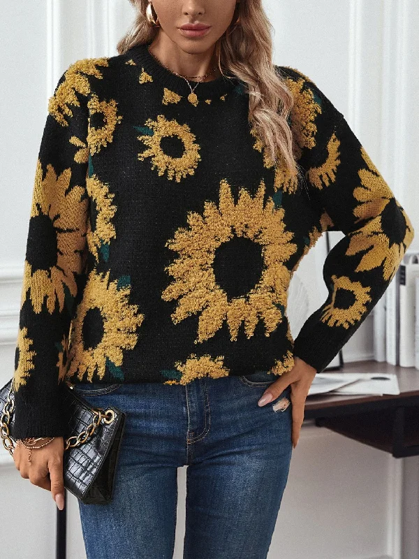 Online Deal Sunflower Round Neck Long Sleeve Sweater
