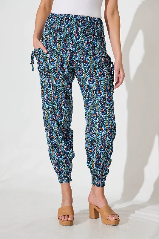 Weekend Discounts to Love Gabby Lounge Pants In Blue Swirl Print