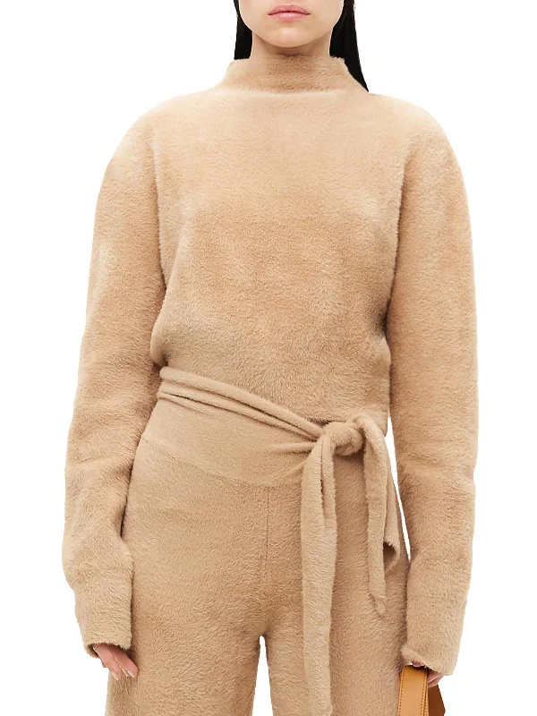 Now or Never Oko Womens Crop Funnel Neck Pullover Sweater