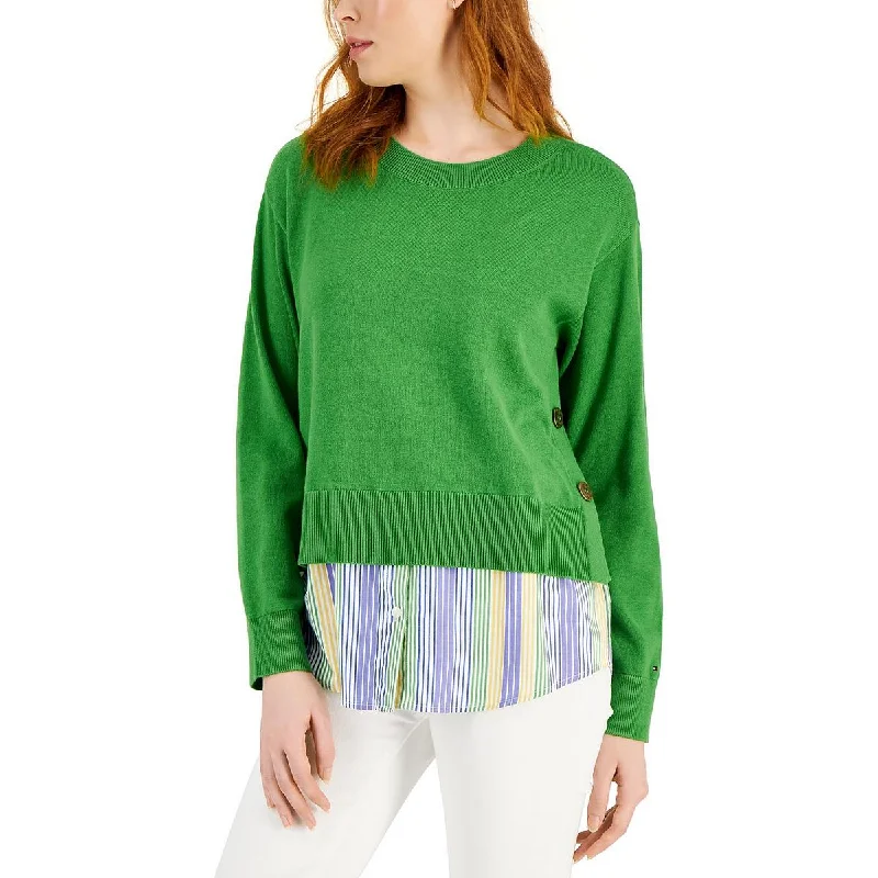Exclusive Savings Womens Cotton Blend Layered Look Pullover Sweater