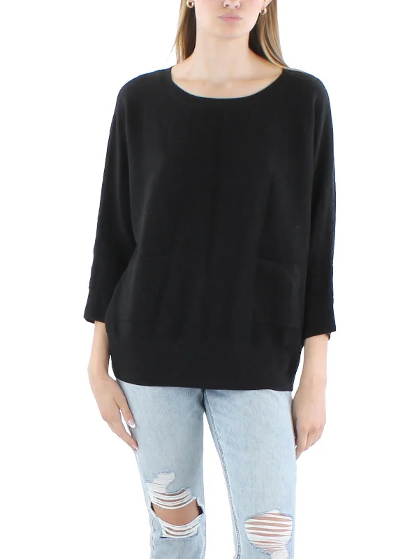 Stock Clearance Womens Pocket Cotton Crewneck Sweater