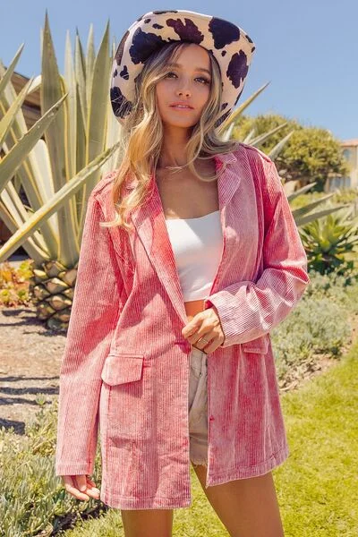 Clearance Event BiBi Ribbed Button Up Long Sleeve Blazer