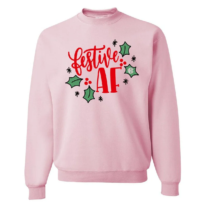 Instant Discount Monogrammed 'Festive AF' Crewneck Sweatshirt