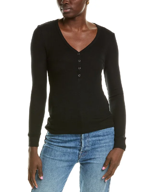 Weekend Deal Enza Costa Baby Rib Cashmere-Blend Henley Shirt