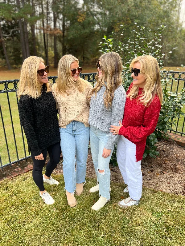 Daily Special Stacey Side Split Sweater | Red