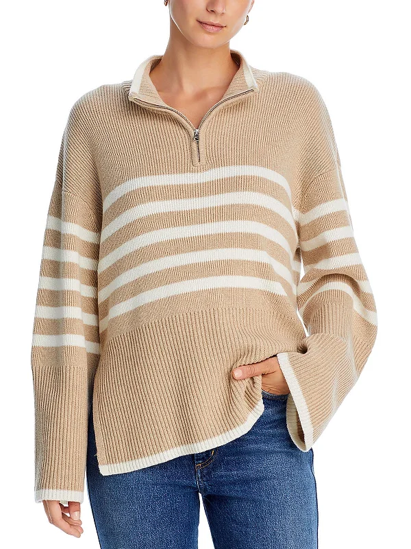 Weekend Savings Spree Womens 1/4 Zip Striped Pullover Sweater