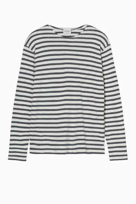 Weekend Specials to Cherish Closed Striped Long Sleeve T-Shirt - Faded Green