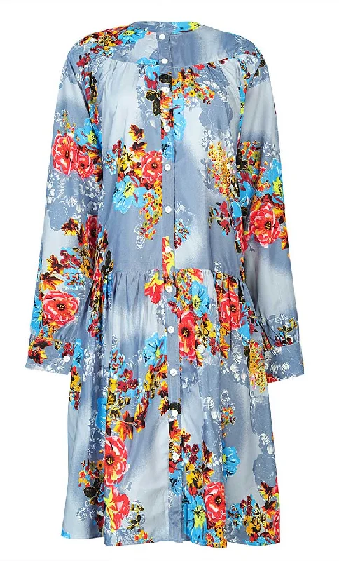 Celebrate the Weekend with Discounts Women's Multifloral Printed  And Tie & Dye Effect Tunic With Pockets