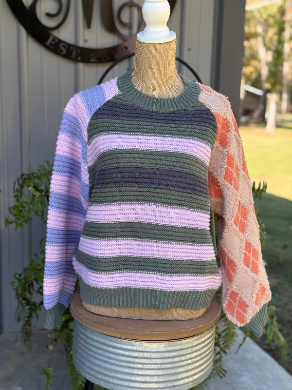 Weekend Offers That Excite Heather Mixed Pattern Sweater