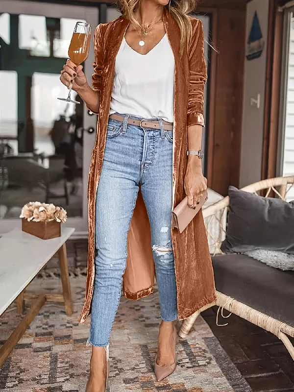 Weekend Flash Sale Open Front Long Sleeve Coat
