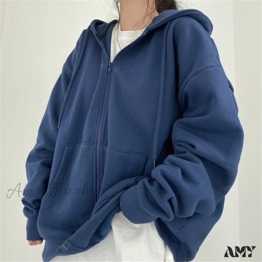 Weekend Shopping Extravaganza Amy Fashion - Korean Version Oversized Solid Color Hoodies