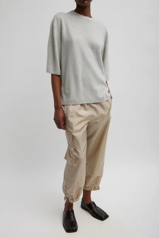 Crazy Savings Tibi Washable Cashmere Oversized Easy T-Shirt - Light Heather Grey