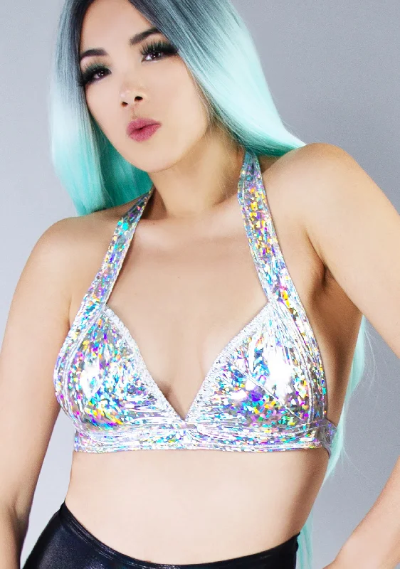 Final Markdown Cybernetic Circus Holographic Halter Top