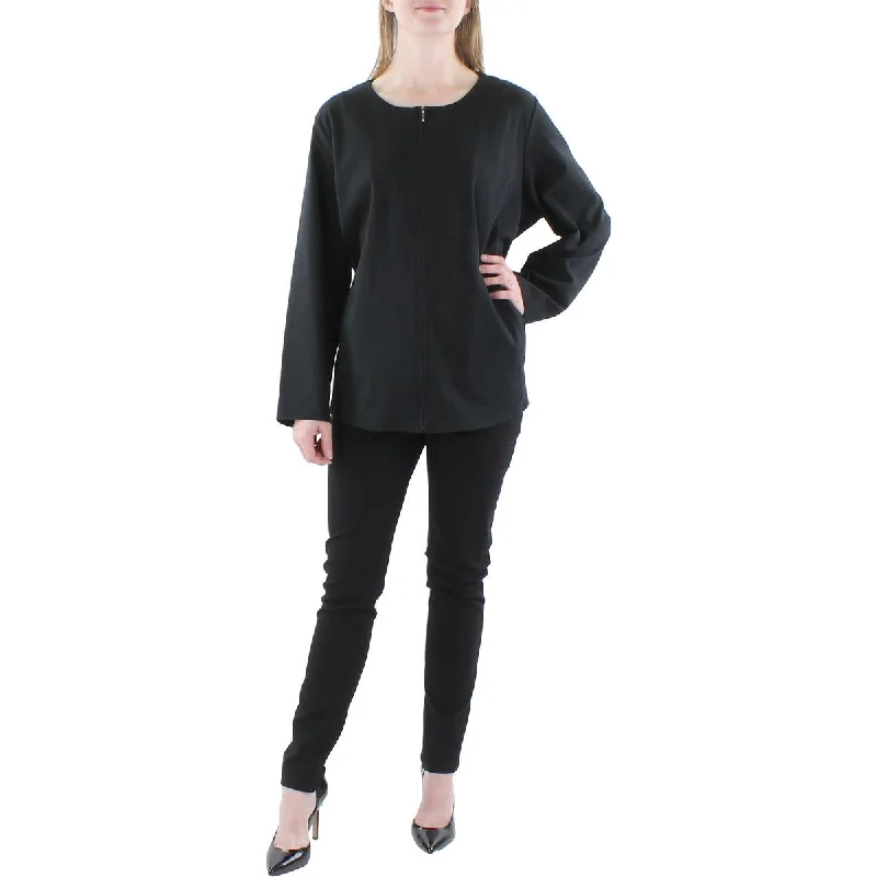Savings Event Womens Round Neck Long Sleeve Full Zip Sweater