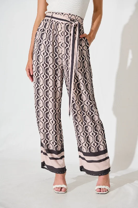 Warehouse Sale Marquette Pant In Charcoal With Tan Star Print