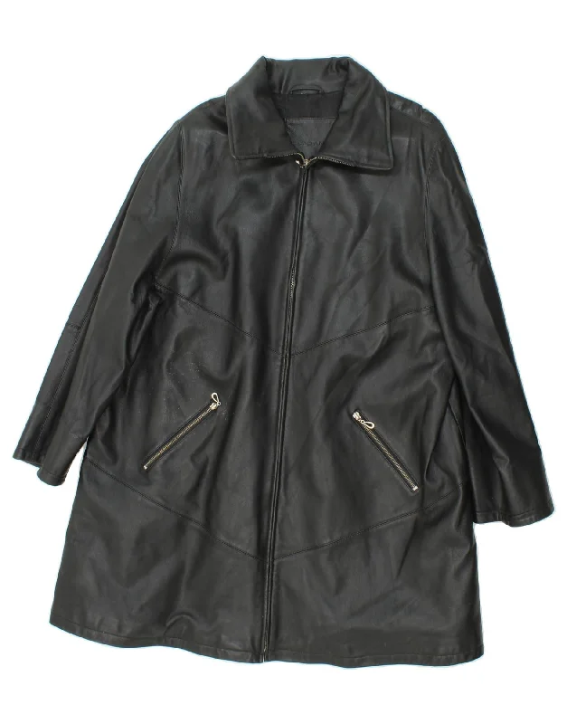 Big Discounts FABIANI Womens Leather Coat UK 18 XL Black Leather