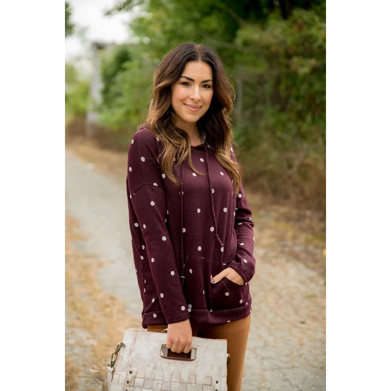 Weekend Special Burgundy/White Polka Dot Hoodie
