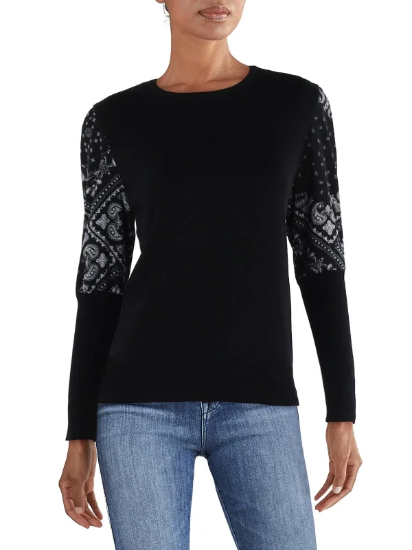 Special Discount Womens Paisely Crewneck Pullover Sweater