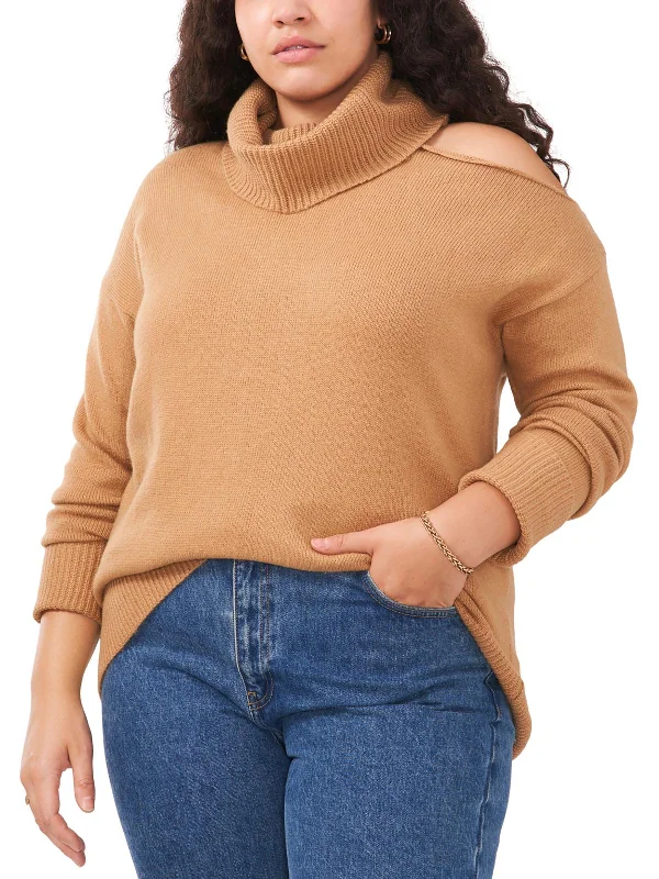 Lowest Price Plus Womens Cut-Out Knit Turtleneck Sweater